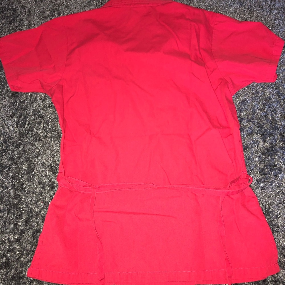 Red scrub top with ties